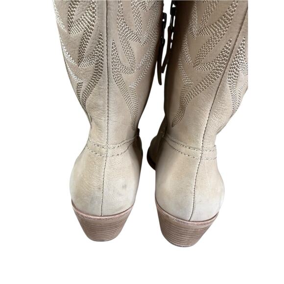 Dolce Vita Solei Western Boots Beige Leather Knee High Cowboy Size 7.5 - Picture 8 of 12